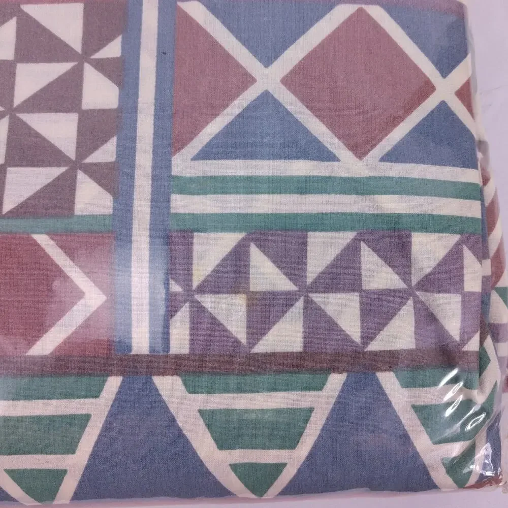 Vintage Dan River Percale Fitted Sheet CA King Pastel Southwest Geometric NIP